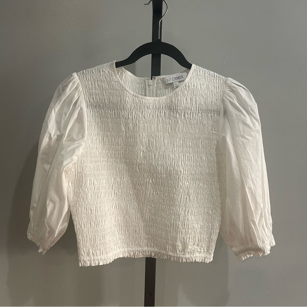 Intermix White Ruched Women's Top Size Large